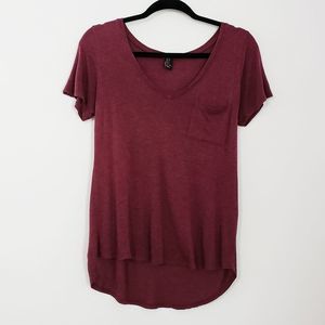 Forever 21 Maroon Slight V-neck Tee